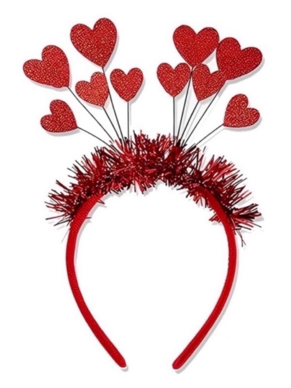 💞 New Red Glitter Heart & Tinsel Valentine’s Day Headband